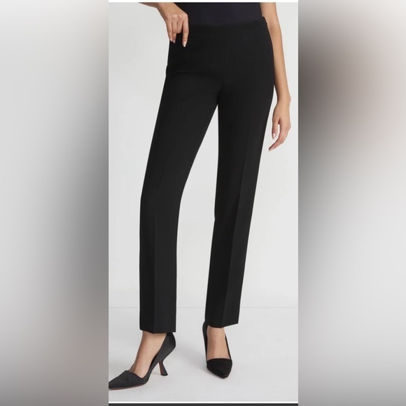 Lafayette 148 New York Black Finesse Crepe Bleecker Dress Pants 10